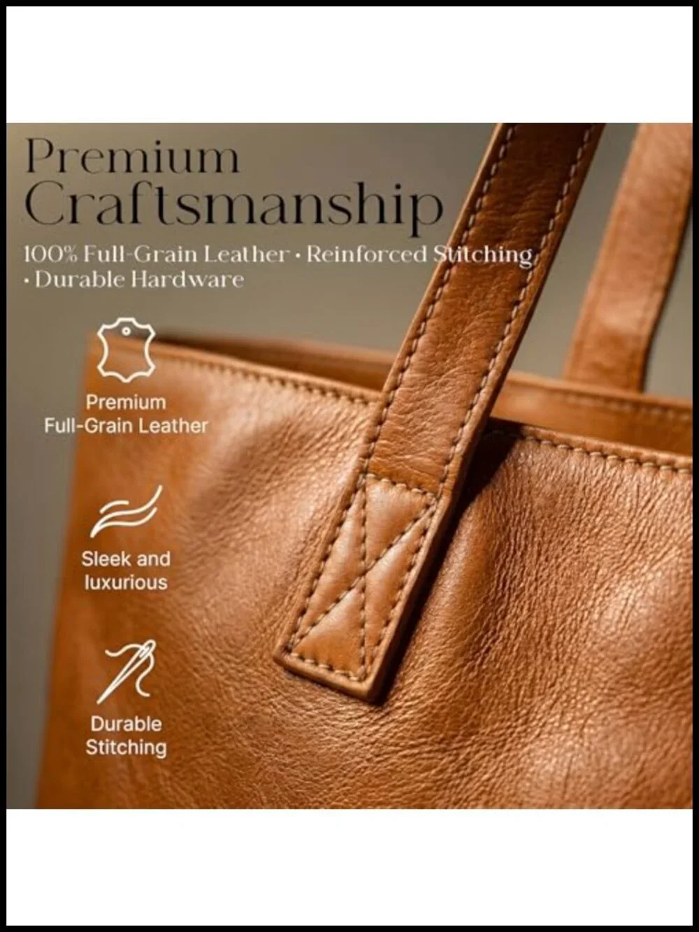 Handcrafted 100% Cowhide Leather Large Tote Bag Carryall Shopping